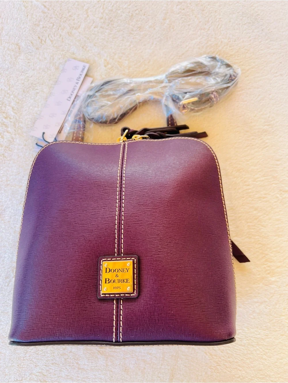 DOONEY & BOURKE TRIXIE PLUM WINE SAFFIANO LEATHER CROSSBODY BAG NWT
